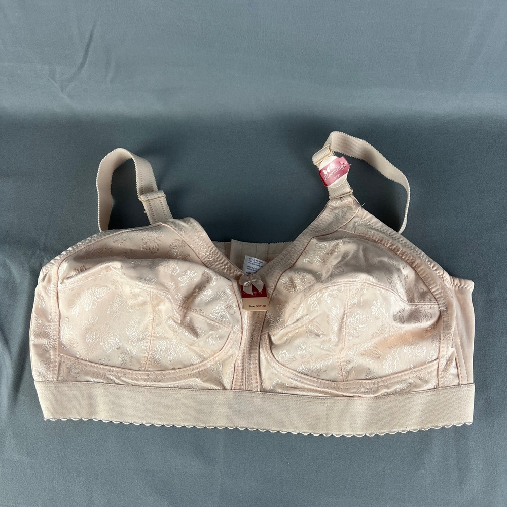 Blooming Wireless Full Coverage Bra Womens 50/115B Beige Jacquard Non Padded